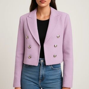 House of Harlow 1960 Lilac Textured Cropped Blazer Jacket Women’s Size Large